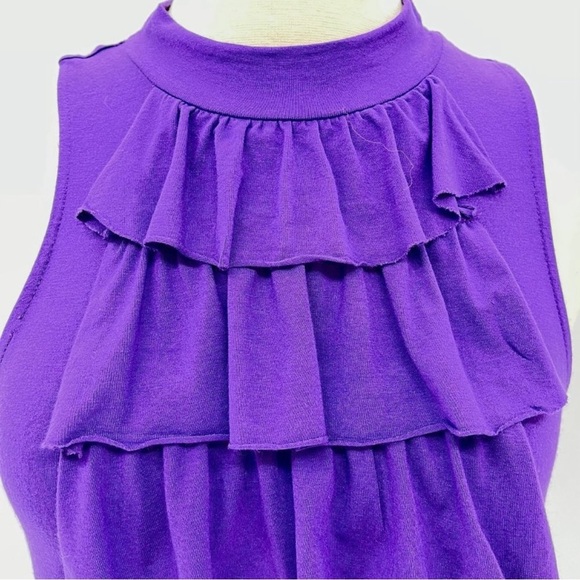 MICHAEL STARS ~ Purple Dress w/Ruffle Detail ~ Stars’ Signature Cotton ~One Size - Picture 3 of 6